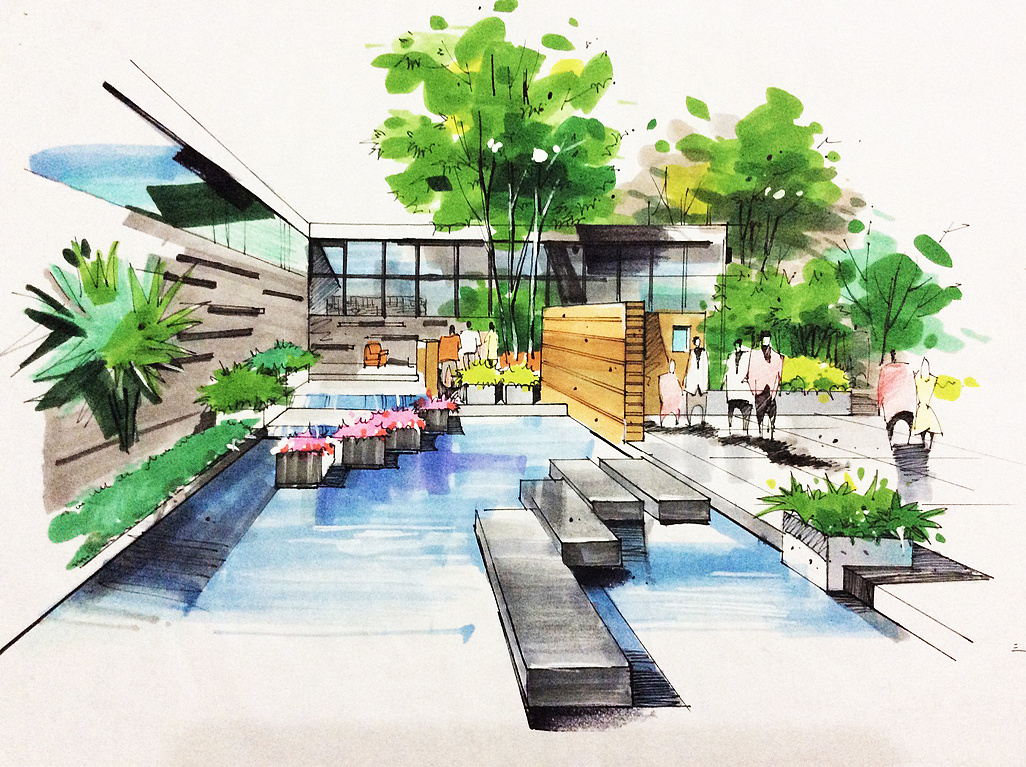 馬克筆手繪|空間|景觀設(shè)計(jì)|小辛醬 